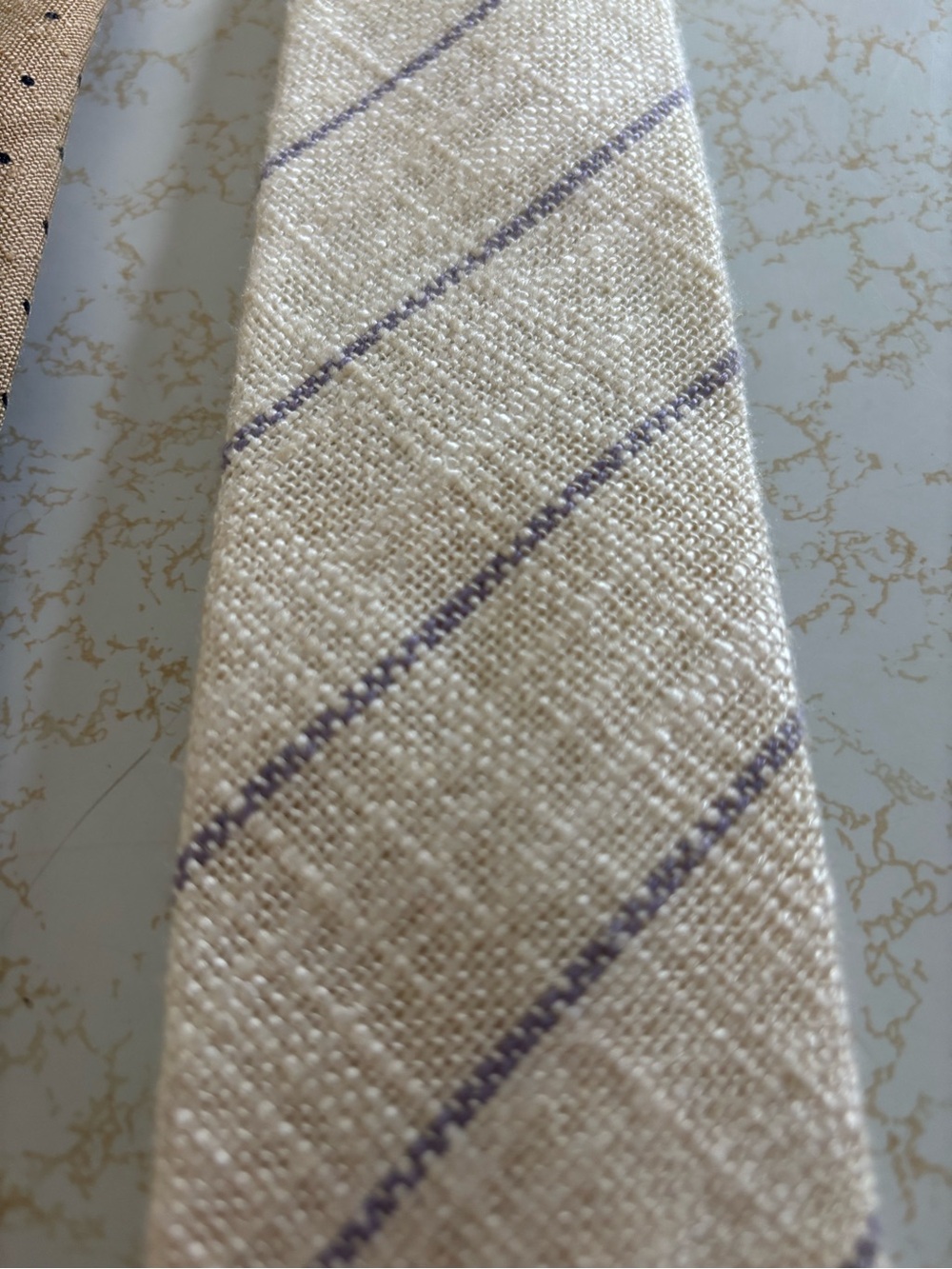 2 John Henry ties. Ivory and Lavender and brown with black dots. Preloved - Picture 5 of 7